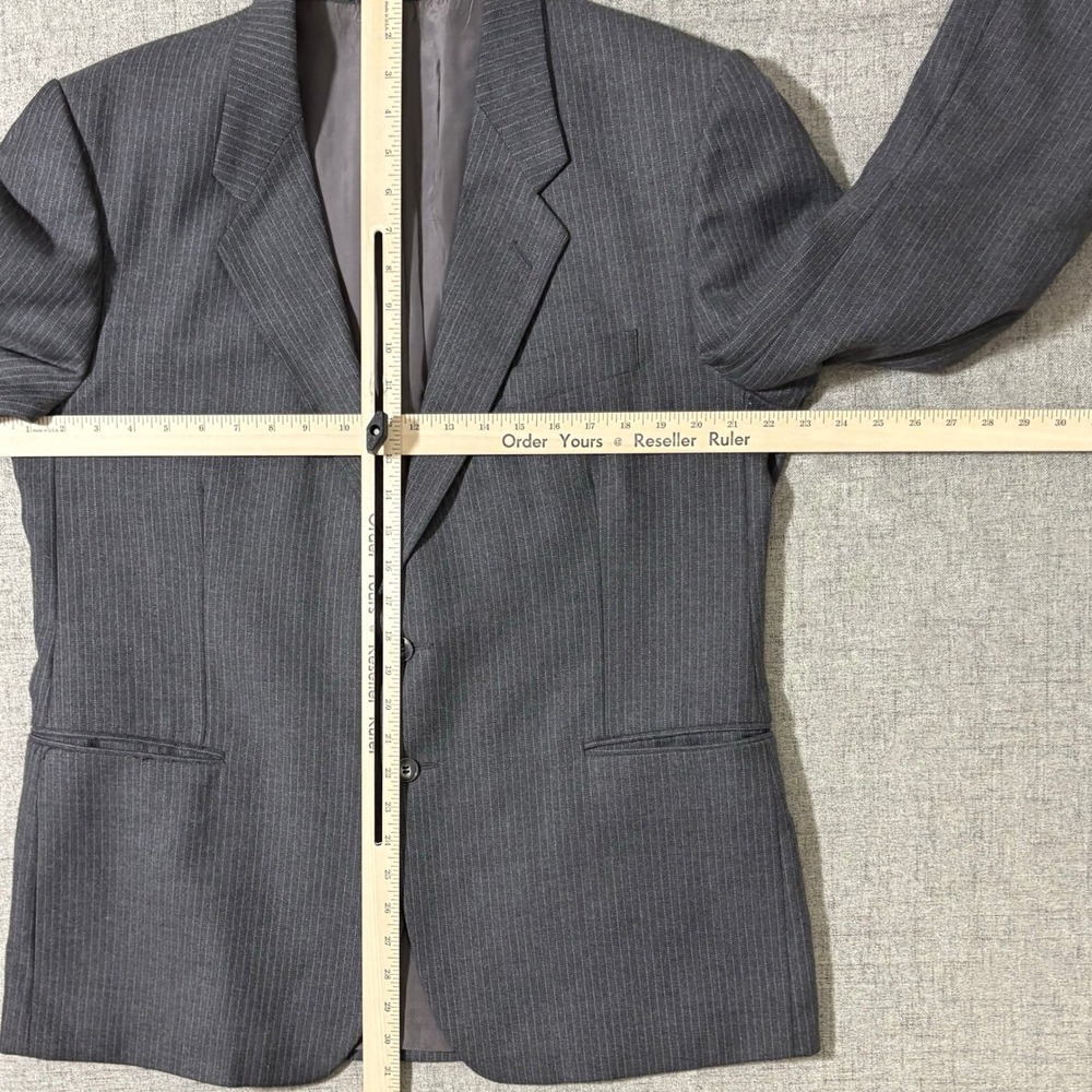 Vtg St Michael Men Pinstripe Suit 42R* 3 Piece Wool Gray Jacket Vest Pant 40x29 - Picture 4 of 16